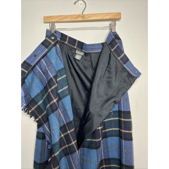 Vintage Rafaella Buffalo Plaid Wool Maxi Length Blanket Skirt Y2K Women's 10 - Picture 5 of 9